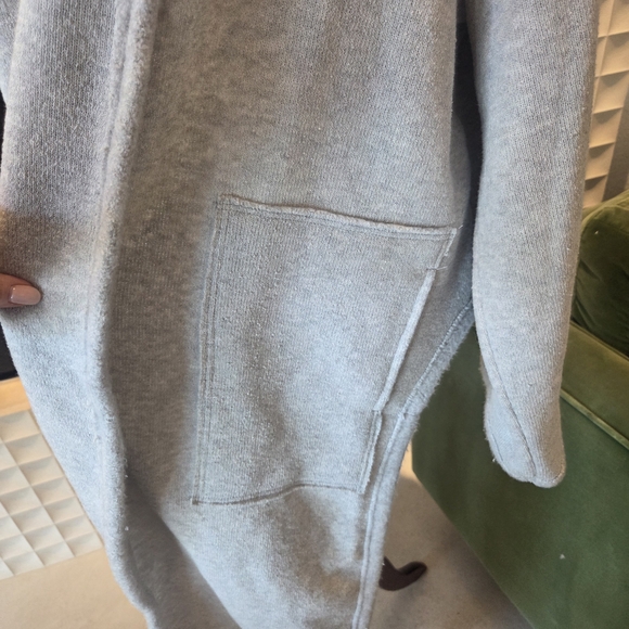 NWT Free People FP Beach Gray High-Low Open Front Cardigan / Duster Pockets M/L - Picture 4 of 10